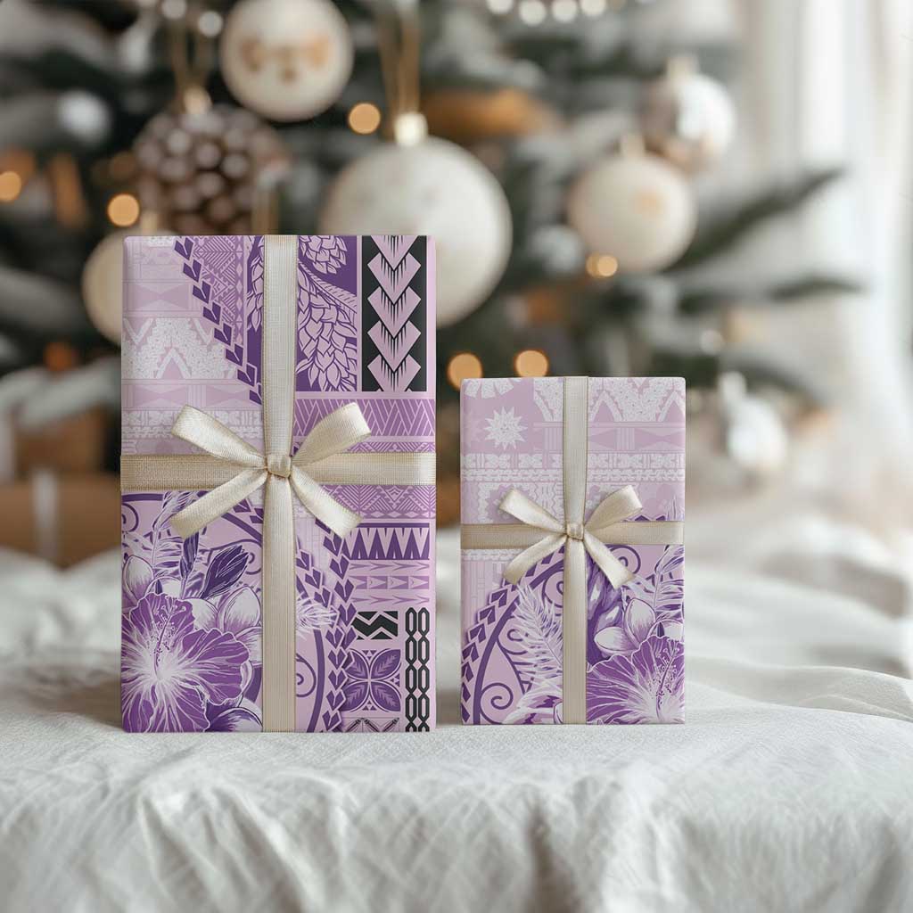 Samoa Siapo Elegant Wrapping Paper Hibiscus Violet Motifs LT05 - Polynesian Pride