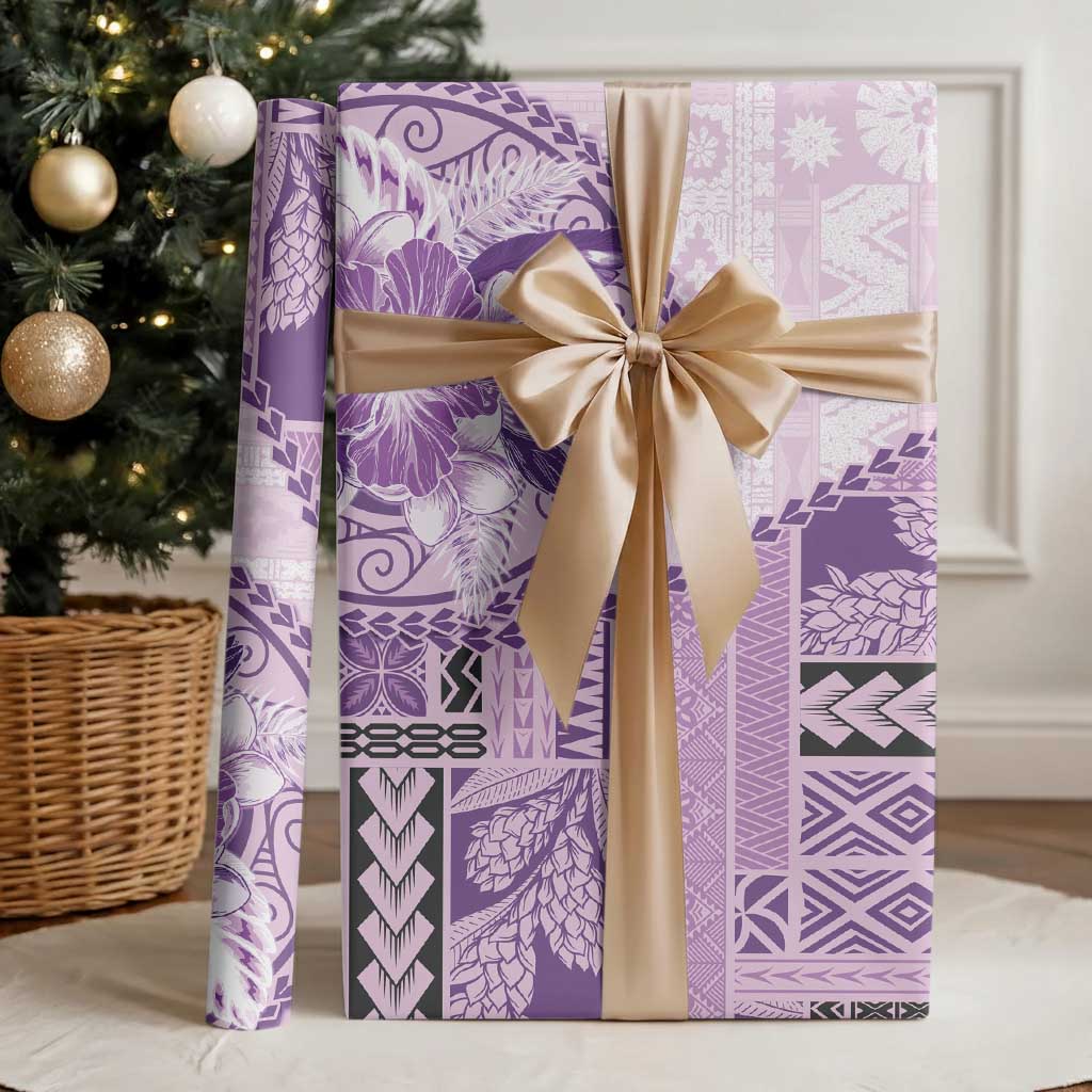 Samoa Siapo Elegant Wrapping Paper Hibiscus Violet Motifs LT05 - Polynesian Pride