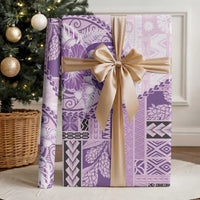 Samoa Siapo Elegant Wrapping Paper Hibiscus Violet Motifs LT05 - Polynesian Pride