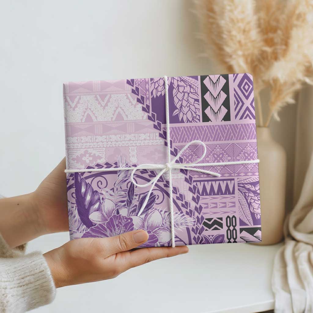 Samoa Siapo Elegant Wrapping Paper Hibiscus Violet Motifs LT05 - Polynesian Pride
