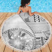 Samoa Siapo Elegant Beach Blanket Hibiscus White Motifs LT05 - Polynesian Pride