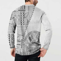 Samoa Siapo Elegant Button Sweatshirt Hibiscus White Motifs LT05 - Polynesian Pride
