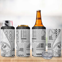 Samoa Siapo Elegant 4 in 1 Can Cooler Tumbler Hibiscus White Motifs LT05 - Polynesian Pride