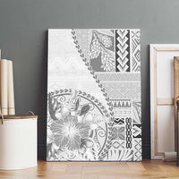 Samoa Siapo Elegant Canvas Wall Art Hibiscus White Motifs LT05 - Polynesian Pride