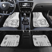 Samoa Siapo Elegant Car Mats Hibiscus White Motifs LT05 Set 4pcs White - Polynesian Pride