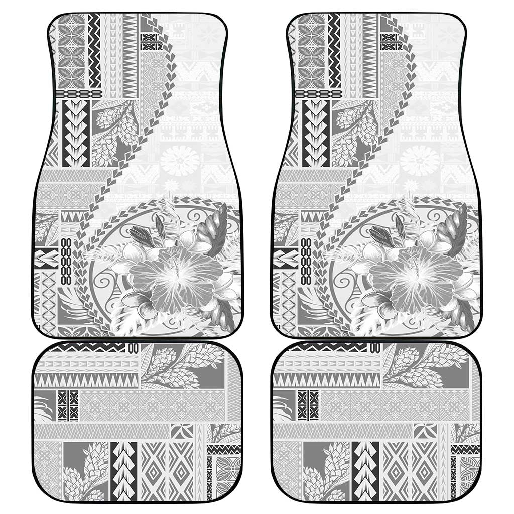 Samoa Siapo Elegant Car Mats Hibiscus White Motifs LT05 - Polynesian Pride