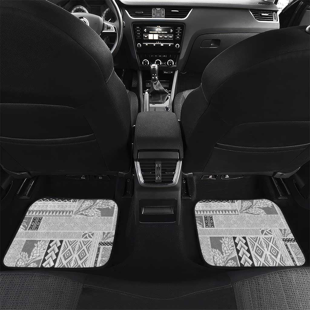 Samoa Siapo Elegant Car Mats Hibiscus White Motifs LT05 Set 2pcs - Back White - Polynesian Pride