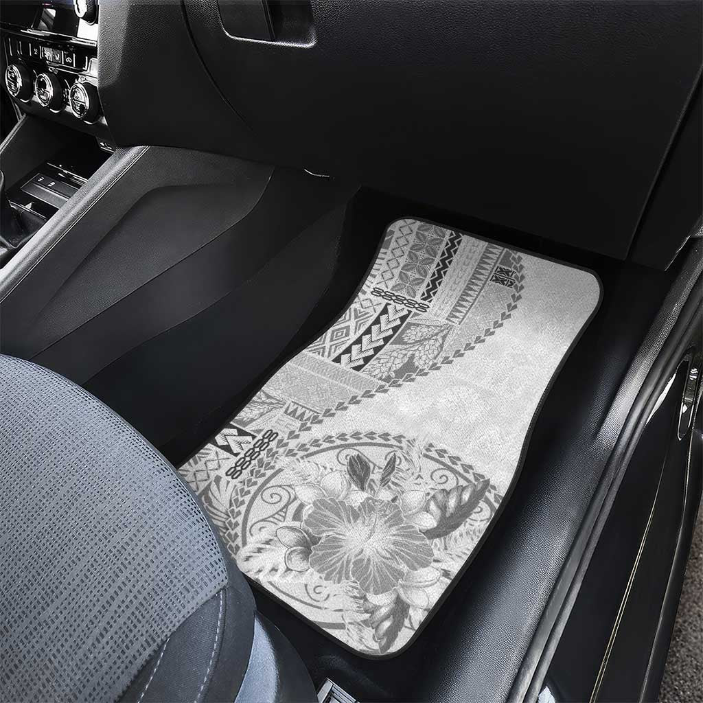 Samoa Siapo Elegant Car Mats Hibiscus White Motifs LT05 - Polynesian Pride