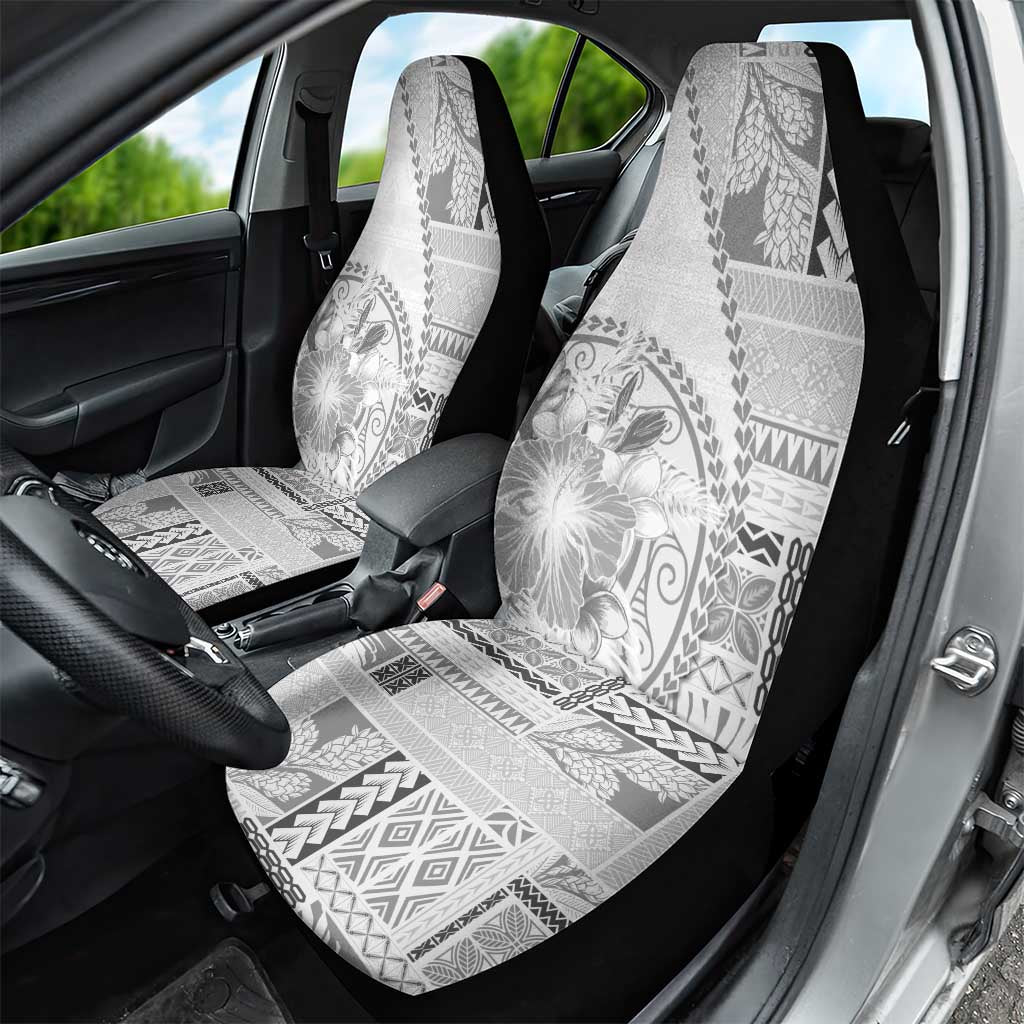 Samoa Siapo Elegant Car Seat Cover Hibiscus White Motifs - Polynesian Pride
