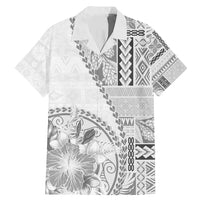 Samoa Siapo Elegant Family Matching Mermaid Dress and Hawaiian Shirt Hibiscus White Motifs - Polynesian Pride