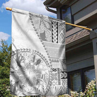 Samoa Siapo Elegant Garden Flag Hibiscus White Motifs - Polynesian Pride