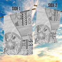 Samoa Siapo Elegant Garden Flag Hibiscus White Motifs - Polynesian Pride