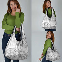 Samoa Siapo Elegant Grocery Bag Hibiscus White Motifs LT05 - Polynesian Pride