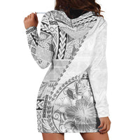 Samoa Siapo Elegant Hoodie Dress Hibiscus White Motifs LT05 - Polynesian Pride