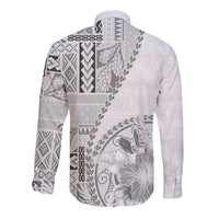 Samoa Siapo Elegant Long Sleeve Button Shirt Hibiscus White Motifs LT05 - Polynesian Pride