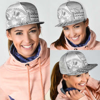 Samoa Siapo Elegant Mesh Trucker Cap Hibiscus White Motifs - Polynesian Pride