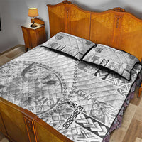 Samoa Siapo Elegant Quilt Bed Set Hibiscus White Motifs - Polynesian Pride