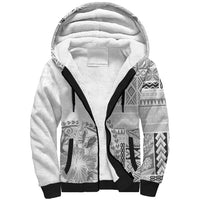 Samoa Siapo Elegant Sherpa Hoodie Hibiscus White Motifs LT05 Unisex White - Polynesian Pride