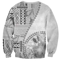 Samoa Siapo Elegant Sweatshirt Hibiscus White Motifs LT05 - Polynesian Pride
