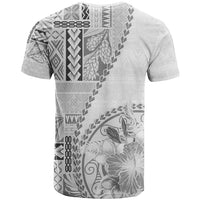 Samoa Siapo Elegant T Shirt Hibiscus White Motifs - Polynesian Pride