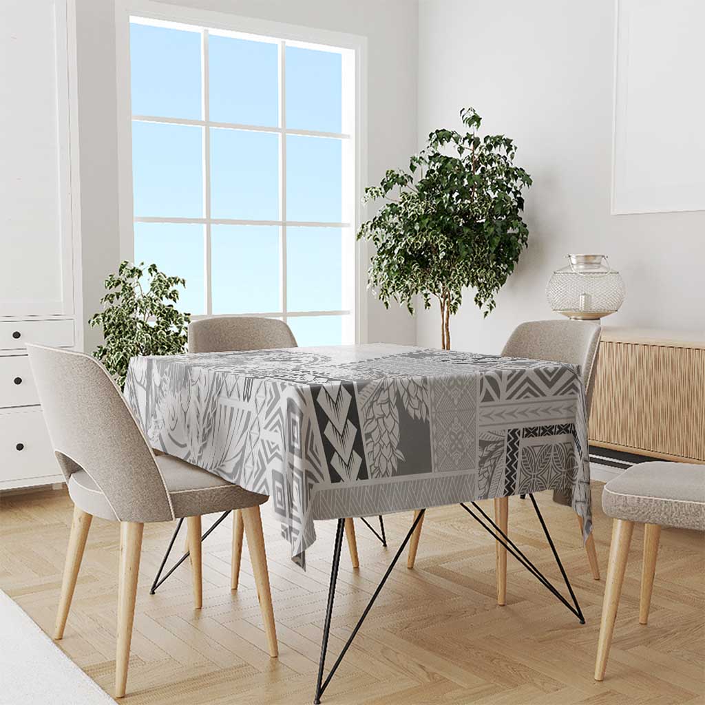Samoa Siapo Elegant Tablecloth Hibiscus White Motifs LT05 - Polynesian Pride