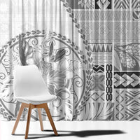 Samoa Siapo Elegant Window Curtain Hibiscus White Motifs - Polynesian Pride