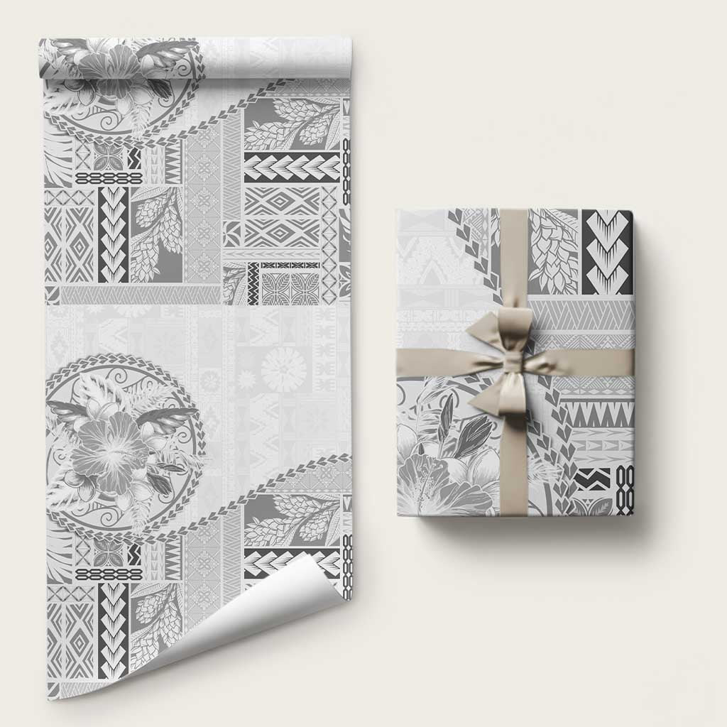Samoa Siapo Elegant Wrapping Paper Hibiscus White Motifs LT05 58" × 23" White - Polynesian Pride