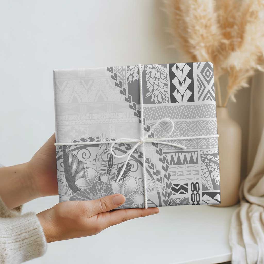 Samoa Siapo Elegant Wrapping Paper Hibiscus White Motifs LT05 - Polynesian Pride