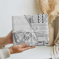 Samoa Siapo Elegant Wrapping Paper Hibiscus White Motifs LT05 - Polynesian Pride