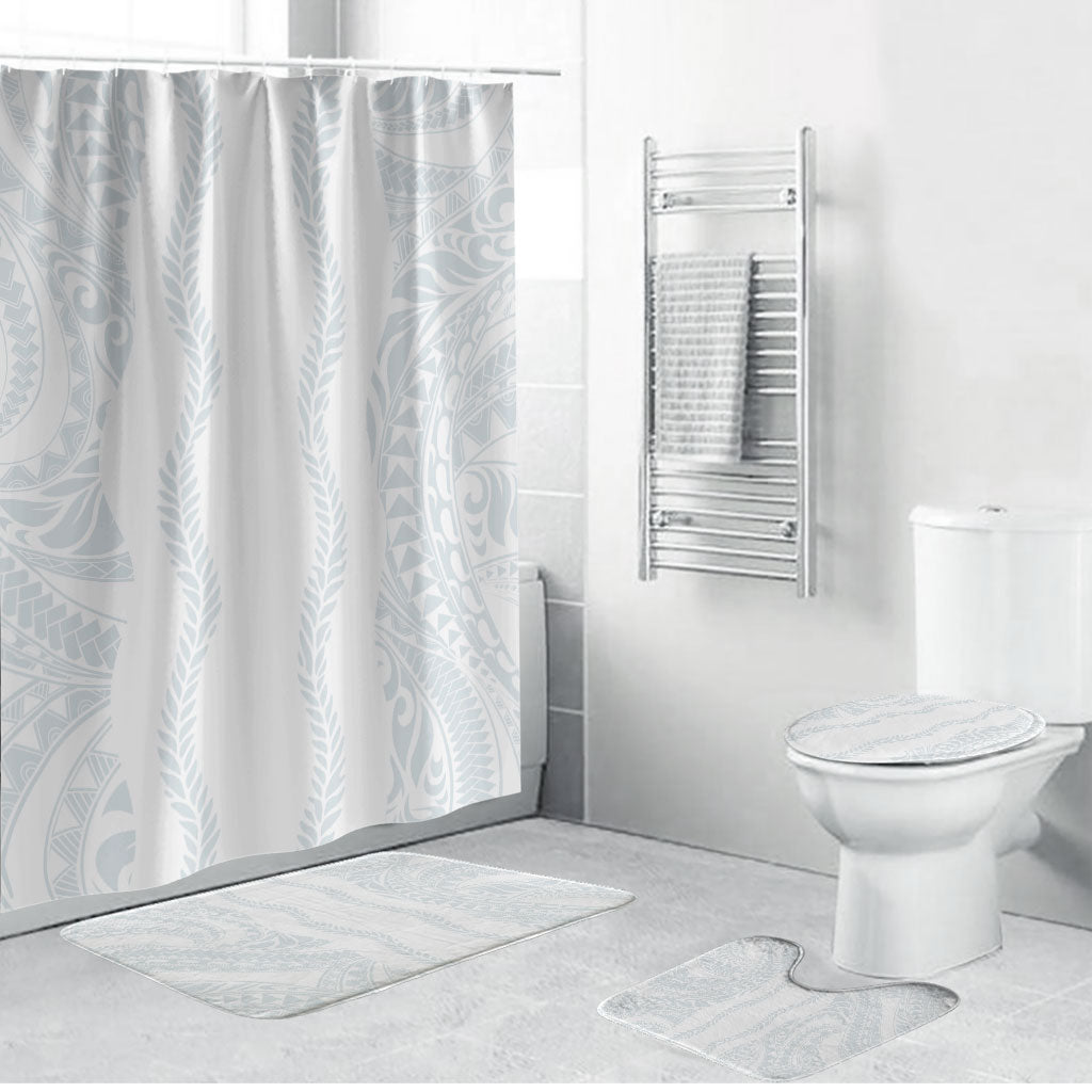 Samoa Lotu Tamaiti Bathroom Set Teuila With Tribal Motifs LT05 Bathroom Set (4 pcs) White - Polynesian Pride