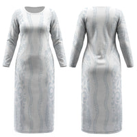 Samoa Lotu Tamaiti Couples Matching Long Sleeve Bodycon Dress and Long Sleeve Button Shirt Teuila With Tribal Motifs LT05 - Polynesian Pride