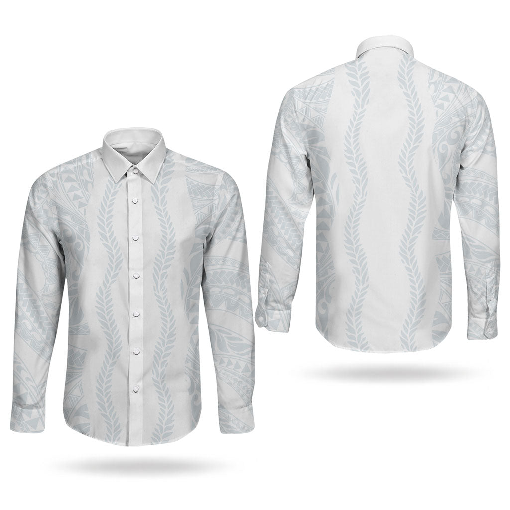 Samoa Lotu Tamaiti Couples Matching Off Shoulder Short Dress and Long Sleeve Button Shirt Teuila With Tribal Motifs LT05 - Polynesian Pride
