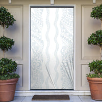 Samoa Lotu Tamaiti Door Cover Teuila With Tribal Motifs LT05 White - Polynesian Pride