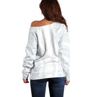 Samoa Lotu Tamaiti Off Shoulder Sweater Teuila With Tribal Motifs LT05 - Polynesian Pride