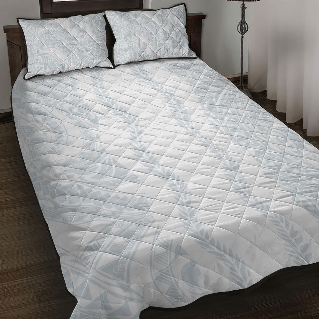 Samoa Lotu Tamaiti Quilt Bed Set Teuila With Tribal Motifs LT05 White - Polynesian Pride