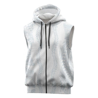 Samoa Lotu Tamaiti Sleeveless Zip Hoodie Teuila With Tribal Motifs LT05 White - Polynesian Pride