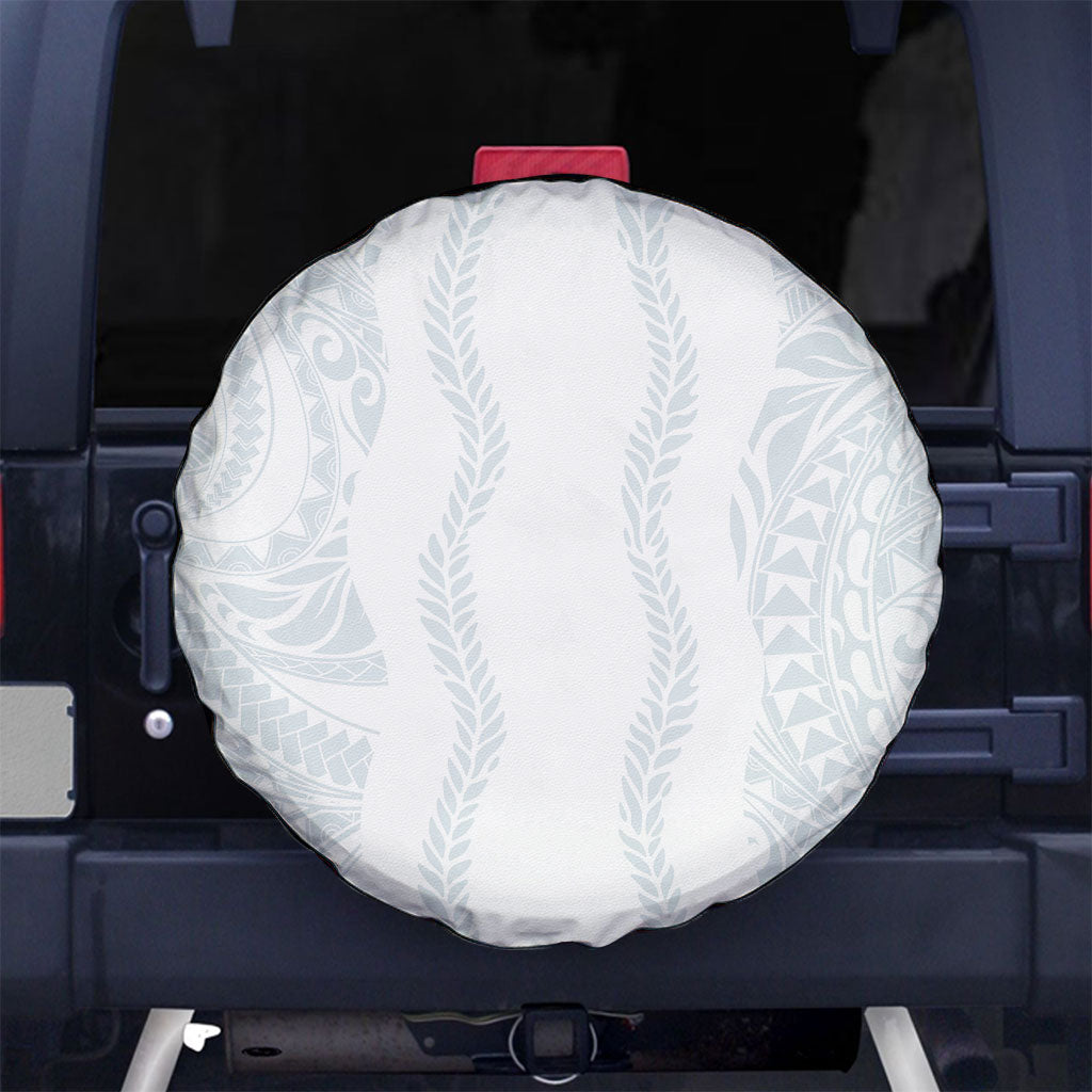Samoa Lotu Tamaiti Spare Tire Cover Teuila With Tribal Motifs LT05 No hole White - Polynesian Pride