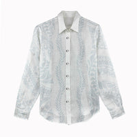 Samoa Lotu Tamaiti Women Casual Shirt Teuila With Tribal Motifs LT05 - Polynesian Pride