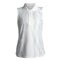Samoa Lotu Tamaiti Women Sleeveless Polo Shirt Teuila With Tribal Motifs LT05 Female White - Polynesian Pride