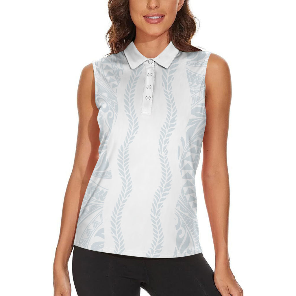 Samoa Lotu Tamaiti Women Sleeveless Polo Shirt Teuila With Tribal Motifs LT05 - Polynesian Pride