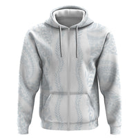 Samoa Lotu Tamaiti Zip Hoodie Teuila With Tribal Motifs LT05 Zip Hoodie White - Polynesian Pride