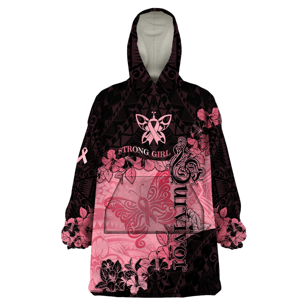 Breast Cancer Wearable Blanket Hoodie Survivor Polynesian Ribbon Butterfly LT05 One Size Pink - Polynesian Pride