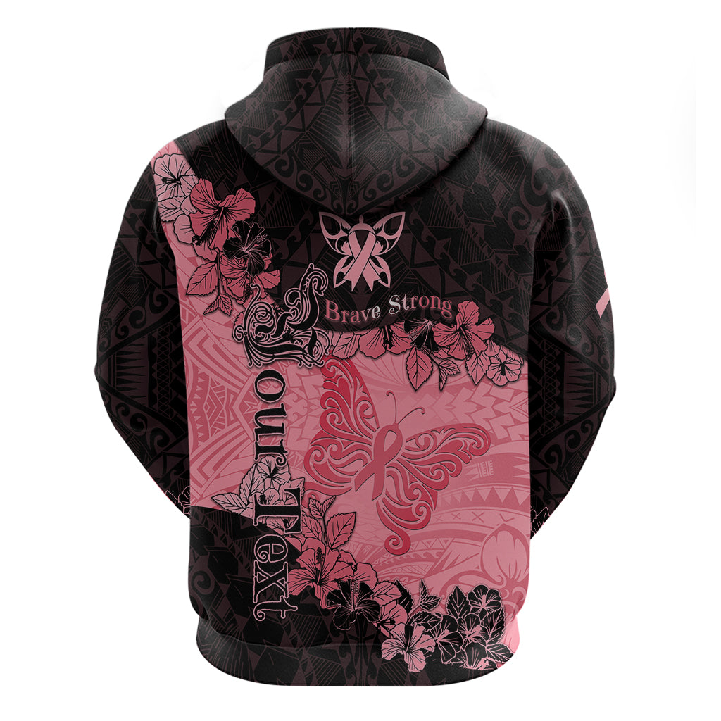 Personalized Breast Cancer Hoodie Survivor Polynesian Ribbon Butterfly LT05 - Polynesian Pride