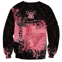 Personalized Breast Cancer Sweatshirt Survivor Polynesian Ribbon Butterfly LT05 - Polynesian Pride