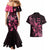 Breast Cancer Awareness Couples Matching Mermaid Dress and Hawaiian Shirt Ribbon Polynesian Pattern Black Version LT05 - Polynesian Pride