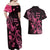 Breast Cancer Awareness Couples Matching Off Shoulder Maxi Dress and Hawaiian Shirt Ribbon Polynesian Pattern Black Version LT05 - Polynesian Pride