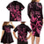 Breast Cancer Awareness Family Matching Long Sleeve Bodycon Dress and Hawaiian Shirt Ribbon Polynesian Pattern Black Version LT05 - Polynesian Pride