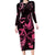 Breast Cancer Awareness Family Matching Long Sleeve Bodycon Dress and Hawaiian Shirt Ribbon Polynesian Pattern Black Version LT05 Mom's Dress Black - Polynesian Pride