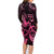 Breast Cancer Awareness Family Matching Long Sleeve Bodycon Dress and Hawaiian Shirt Ribbon Polynesian Pattern Black Version LT05 - Polynesian Pride