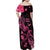 Breast Cancer Awareness Family Matching Off Shoulder Maxi Dress and Hawaiian Shirt Ribbon Polynesian Pattern Black Version LT05 - Polynesian Pride